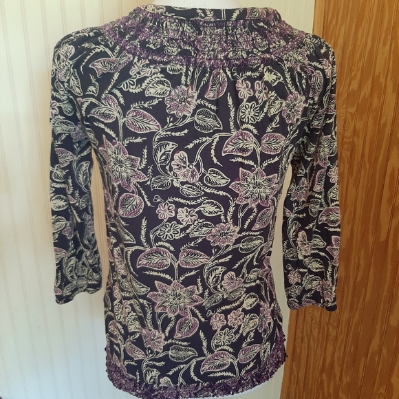 Lucky Brand 3/4 Sleeve Peasant Festival Boho Blouse Floral Print - Picture 4 of 7